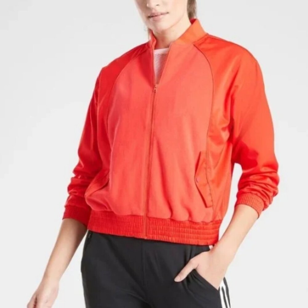 Athleta Jacket Zion Microfleece Zip Front Unlined Lightweight Bomber Size Small